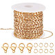 Beebeecraft 33 Feet 18K Gold Plated Cable Chains Mirror Link Chain with 20 Lobster Claw Clasps and 50 Jump Rings for Necklace Earring Bracelet Making DIY-BBC0001-15-1