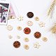 PH PandaHall 120pcs 6 Styles Wooden Buttons Hollow Flower Flat Round Sewing Handmade Button for Crafts Supplies DIY-PH0001-31-6