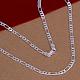 Collares de cadena de figaro de latón chapado en color plateado popular para hombres NJEW-BB12714-22-2