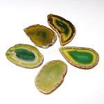 Gros pendentifs tranche en agate naturelle, teinte, jaune vert, 50~110x27~60x5~10mm, Trou: 2mm, environ 20~40 pcs / kg