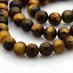 Chapelets de perles rondes en œil de tigre naturel, 6mm, Trou: 1mm, Environ 61 pcs/chapelet, 15.7 pouce