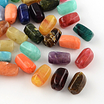 Columna de imitación de piedras preciosas perlas de acrílico, color mezclado, 25x11.5x2mm, agujero: 2 mm, aproximamente 160 unidades / 500 g