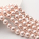 Shell Perlen Stränge, Klasse A, poliert, Runde, rosa, 10 mm, Bohrung: 0.8~1.0 mm, ca. 38 Stk. / Strang