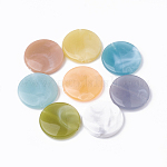 Perles acryliques imitation pierre précieuse, gelée de modèle d'imitation, plat rond, couleur mixte, 21x5mm, Trou: 1.5mm