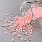 11/0 Grade A Round Glass Seed Beads, Transparent Inside Colours, Luster Plated, Light Salmon, 2.3x1.5mm, Hole: 1mm, about 48500pcs/pound