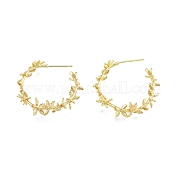 Brass Flower of Life Wrap Stud Earrings EJEW-G322-23G