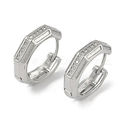 Серьга-кольцо с прозрачным кубическим цирконием из латуни EJEW-L292-004P
