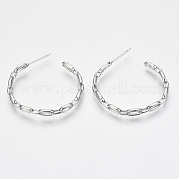 Brass Half Hoop Earrings KK-R117-055P-NF