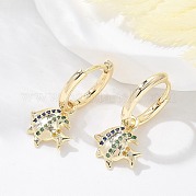 Серьги-кольца из латуни с прозрачным фианитом EJEW-Q014-26G