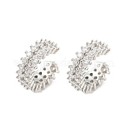 Серьги-каффы из латуни с кубическим цирконием EJEW-K245-39P