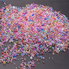 AB-farbig plattierte 3D-Nagelkunst-Mini-Kugelperlen aus Glas MRMJ-WH0064-40J