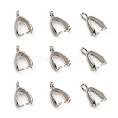 Grado aa latón pellizcar fianzas pellizcar para hacer colgantes, Sin cadmio y níque y plomo, Platino, 14x7x5mm, agujero: 2 mm, pin: 1 mm