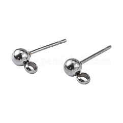 Boucles d'oreilles à tige en acier inoxydable 304 anti-ternissement, avec boucle, couleur inoxydable, 15x7x4mm, Trou: 1.7~2mm, pin: 0.8 mm