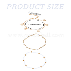 3 шт. 3 стиля браслетов на ногу из железных и стеклянных бусин&nbsp;AJEW-LP0010-38