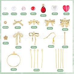 Наборы для самостоятельного изготовления сережек-бантов в форме сердца&nbsp;DIY-SC0031-08