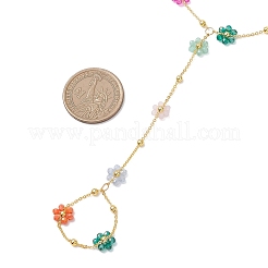 Браслеты из латунных цветочных цепочек&nbsp;BJEW-JB13003