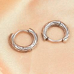 Серьги-кольца из хирургической нержавеющей стали 316 с текстурой EJEW-C160-10C-AS