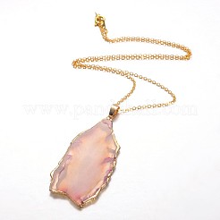 Золотой тон натуральный агат кулон ожерелье NJEW-JN01186