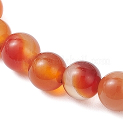 Braccialetti elastici con perline rotonde in agata rossa naturale e ottone per donna&nbsp;BJEW-JB12265-01