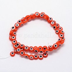 Handmade bösen Blick lampwork flache runde Perle Stränge&nbsp;LAMP-L058-8mm-08