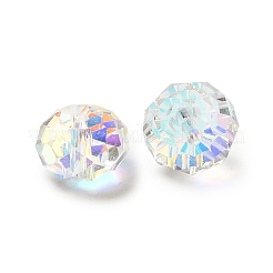 K9ガラス模造オーストリアクリスタルビーズ  多面カット  ロンデル  クリアAB  8x5~5.5mm  穴：1.2~1.5mm&nbsp;GLAA-D015-01A-03