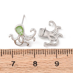Серьги-гвоздики с осьминогом из латуни и эмали&nbsp;EJEW-I322-01P
