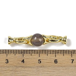 Натуральный серый агат с латунными застежками-защелками G-G141-03G-09