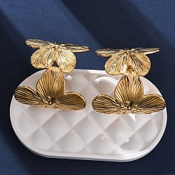 Серьги-гвоздики из нержавеющей стали 304 в форме цветка с буквой С для женщин EJEW-A131-01B-G