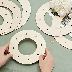6 шт. 3 стили деревянных рамок для венков для поделок с предварительно вырезанными отверстиями WOOD-OC0003-89