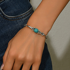 Элегантные женские браслеты из синтетической бирюзы и цинкового сплава с круглыми бусинами&nbsp;ZF9311-1
