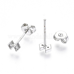 Messing Micro Pave klare Zirkonia Ohrstecker&nbsp;EJEW-T046-31P-NF