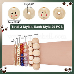 2 пакетик 2 стилей деревянных европейских бусин WOOD-PH0002-63