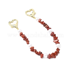 Декоративные цепочки для сумочек с бусинами из натуральной красной яшмы&nbsp;HJEW-JM04463-02