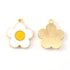 合金エナメルチャーム  花  ライトゴールド  ホワイト  21.5x19x2mm  穴：1.6mm&nbsp;X-ENAM-S121-147A