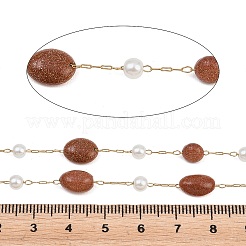 Pepitas de oro sintético y cadenas de eslabones hechas a mano de acero inoxidable 316&nbsp;CHS-K021-14G-05