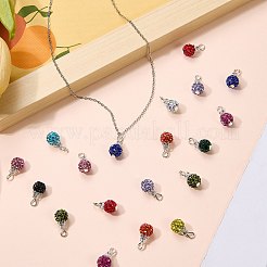 24個12色の手作りポリマー粘土ラインストーンペンダント  ティアドロップ  鉄ループ付き  銀  16mm  穴：2.5mm  2個/カラー&nbsp;PALLOY-SW0026-02
