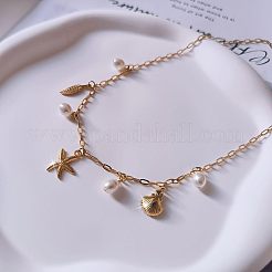 Летние пляжные латунные и пластиковые искусственные жемчужины ожерелья для женщин FS-WG04E65-01