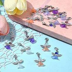 16 шт. 4-х цветные стеклянные акриловые подвески в виде ангела&nbsp;HJEW-FS00015