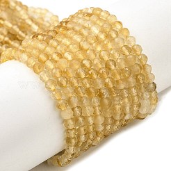 天然シトリン（加熱）ビーズ連売り  グラデーションカラー  多面カット  グレードAA  ラウンド  3mm  穴：0.6mm  約125~126個/連  14.96~15.16''（38~38.5センチメートル）&nbsp;G-G259-D03-3mm