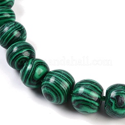 Collane di perline graduate in malachite sintetica rondelle per donna uomo&nbsp;NJEW-K388-02K