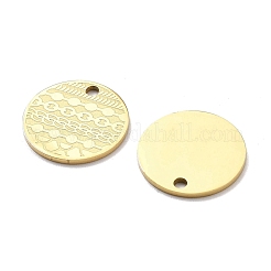 イオンプレーティング（IP）304ステンレススチールチャーム  フラットラウンドのチャーム  18KGP本金メッキ  14x1mm  穴：1.6mm&nbsp;STAS-G347-10G
