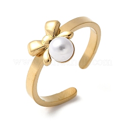 Кольцо-манжета из пластика и нержавеющей стали 304 с жемчугом для женщин&nbsp;LS-RJEW-Z088-05G