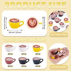24 шт. 6-цветная смоляная модель кофейной чашки с украшениями&nbsp;AJEW-TA0002-82