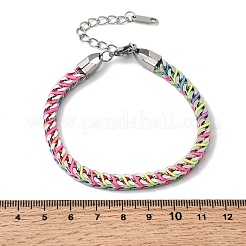 Браслеты из цепочек из нержавеющей стали 304 и плетеного нейлона для женщин&nbsp;BJEW-A152-01P