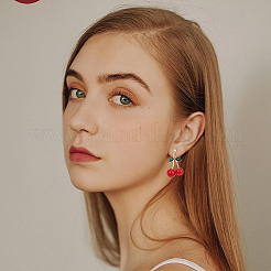 4 пара сережек-гвоздиков в форме вишни из пенопласта&nbsp;EJEW-FI0002-88