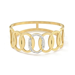 Браслеты из нержавеющей стали 304 с ажурными петлями и стразами для женщин&nbsp;BJEW-D044-07B-G