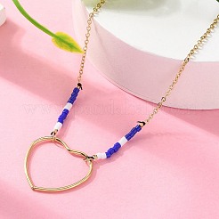 Colliers pendentifs en acier inoxydable 304 et perles de verre bleu pour femmes&nbsp;NJEW-A045-26B-G