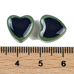 ツートンガラスムードビーズ  温度感知色変化ビーズ  ハート  グリーン  11.5x12x5.5mm  穴：1.2mm&nbsp;X1-GLAA-Z007-10D