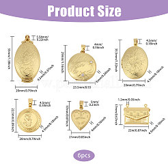 6шт 6 стиля латунные подвески-медальоны&nbsp;KK-CA0003-72