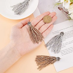 4 шт. подвески-кисточки из двухцветного стеклянного сплава&nbsp;FIND-GO0003-14